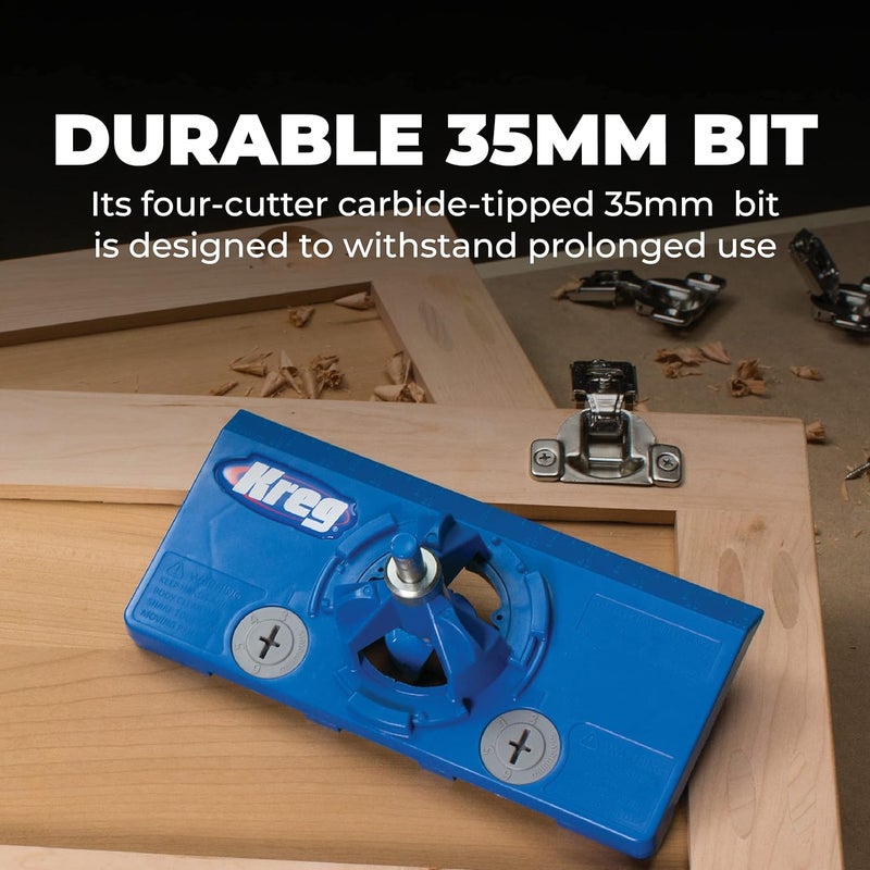 Kreg KHI-HINGE Concealed Hinge Jig – Precision Cabinet Door Hinge Tool – Drill Guide for Concealed (Euro) Cabinet Hinge Installation – Adjustable Boring Jig – 35mm cup-style concealed hinges - Image 3